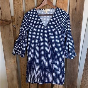 Michael Kors Navy and White Bell Sleeved Dress